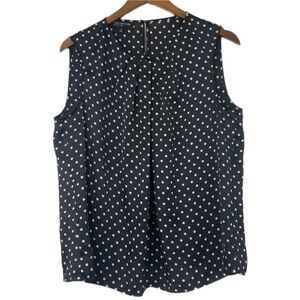 Jones New York Polka Dot Silky Sleeveless Blouse-Black/White Sz 14